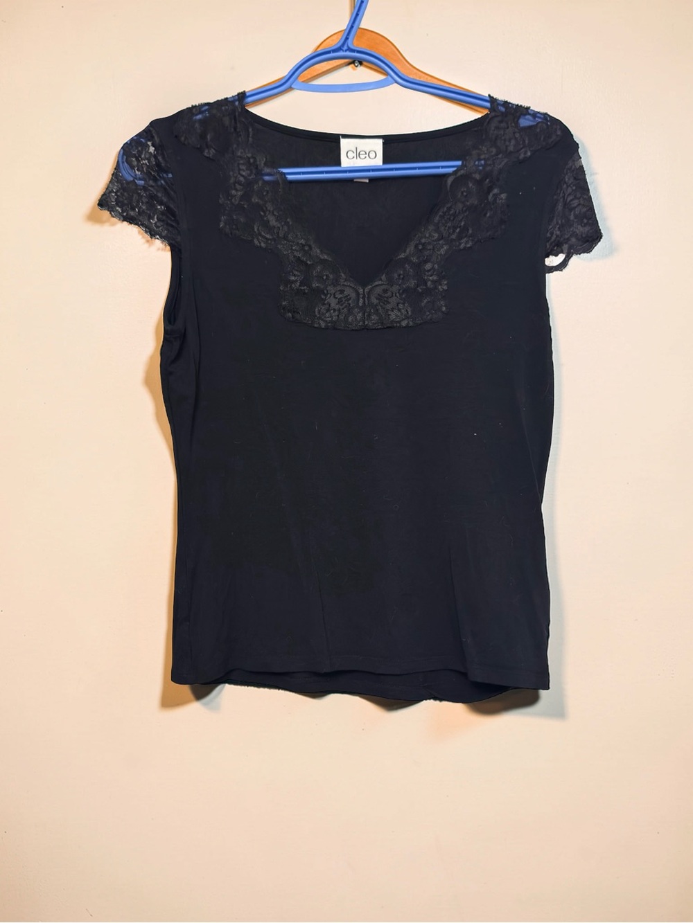 🌟MIX&MATCH: 4 for $25🌟 Cleo Black Lace Trim Short Sleeve Top S/P